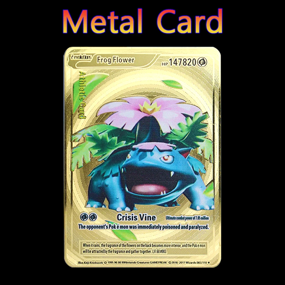 2022 Pokemon Gold Metal Card HP English Game Anime Battle Card Charizard  Pikachu Mewtwo Collection Action Figure Model Child Toy - AliExpress