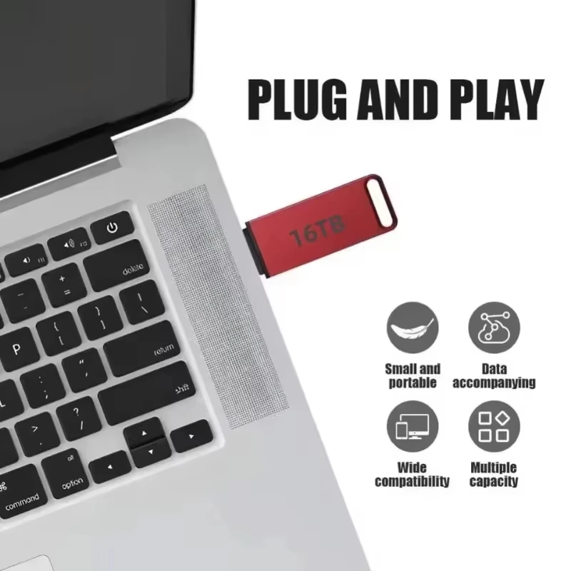 새로운 16TB 메탈 플래시 드라이브 USB3.2 고속 전송 대용량 휴대용 USB 메모리 펜 드라이브 (휴대폰, 컴퓨터, 차량용 U 디스크)