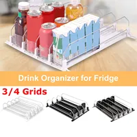 Fridge Drink Organizer Dispenser Canned Beverage Push Rack Self-Sliding Push Soda Can Dispenser Adjustable Width 3 Rows Kitchen 1
