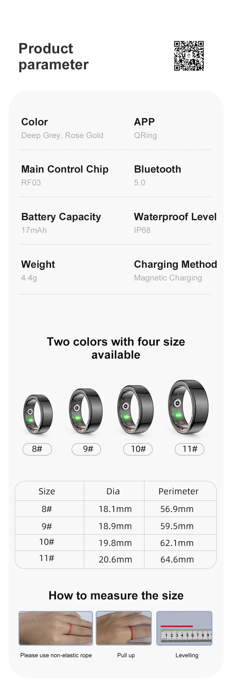 R02 Smart Ring Sensor Men Women Charging Case Health Monitor Sleep Exercise Records Step IP68 Waterproof Fashion Finger Rings