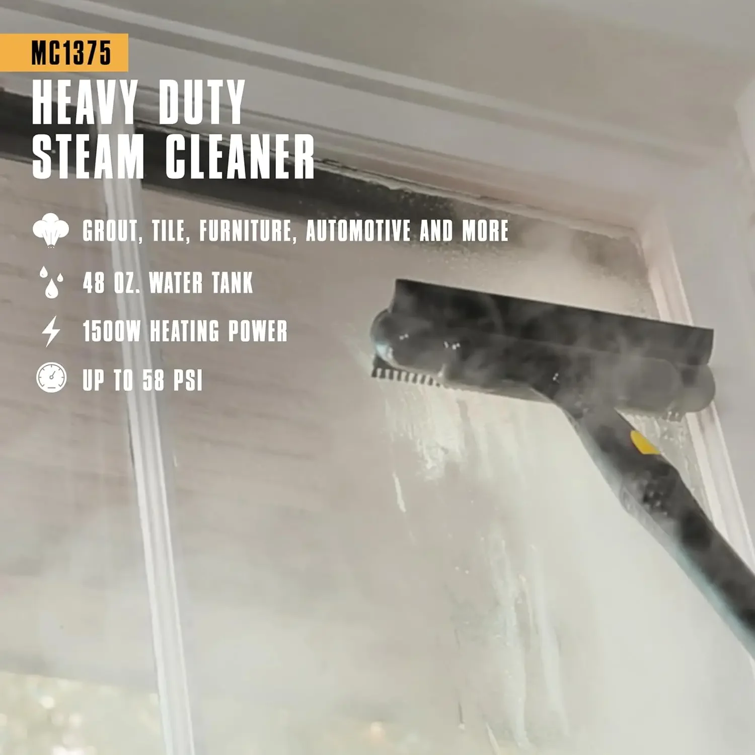 MC1375 Canister Steam Cleaner with 20 Accessories, Extra-Long Power Cord, Chemical-Free Cleaning for Most Floors, Coun 2