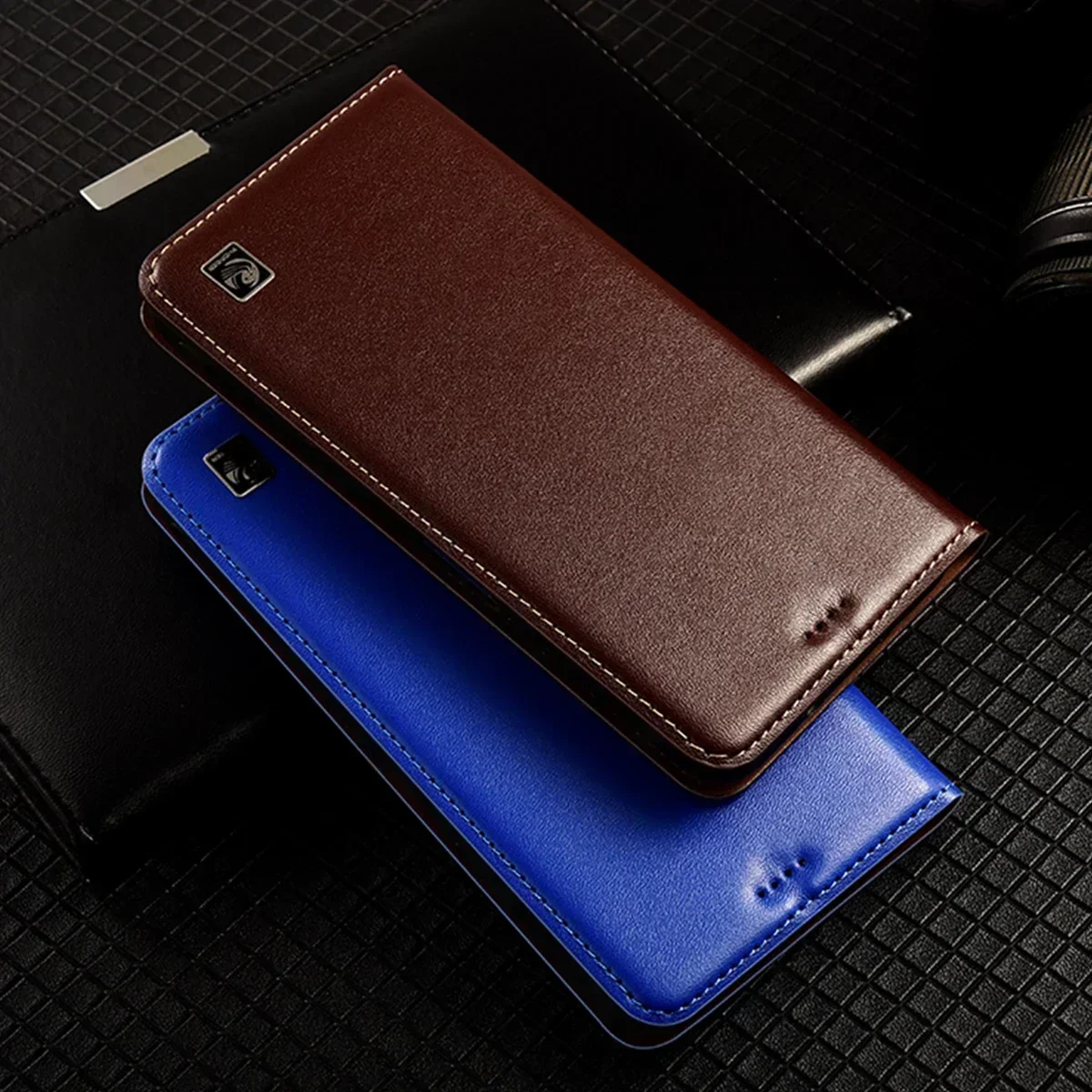 Custodia Portafoglio In Pelle PU Effetto Scamosciato Per Oukitel WP28 E - Flip Cover Magnetica Con Slot Carte (Marrone Scuro)