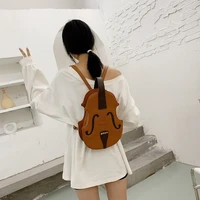 Women Violin Shape PU Leather Backpack Purse Fashion Handbag Travel Daypack College School Rucksack E74B 2