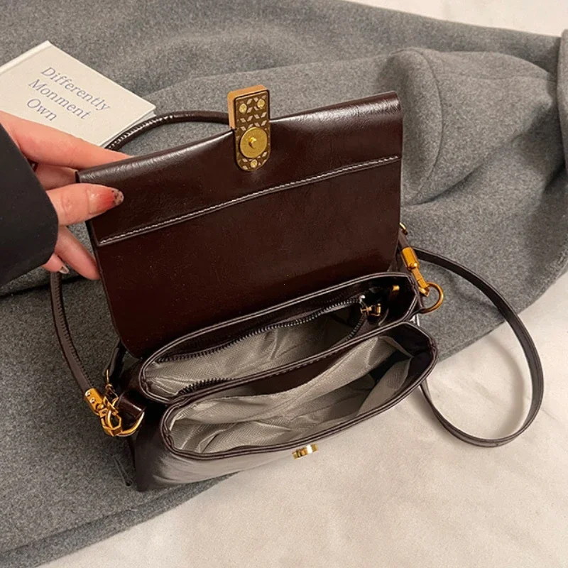 Solid Color Flap Pu Leather Crossbody Bag For Women Fashion Trend Underarm Shoulder Bag Women's Designer Handbag and Purse