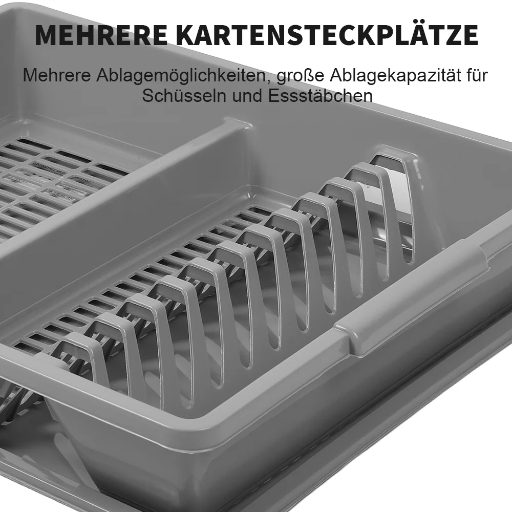 1 Stück Geschirrtrockner Küchenutensilien-Abtropfgestell mit Abtropfkorb Arbeitsplatten-Geschirrorganizer Küchen-Aufbewahrungsregal – Detail 3