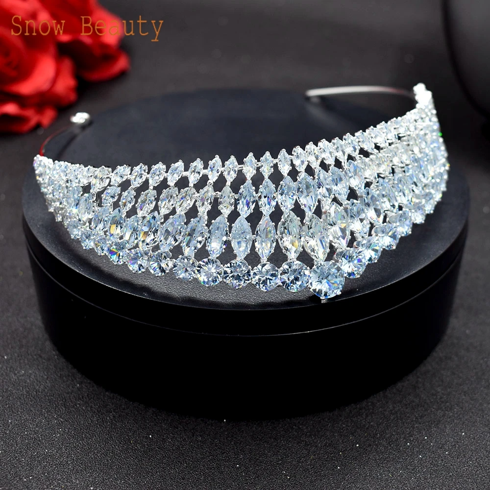 A366 Wholesale Full Zircon Crowns for Brides Hair Accessories Ladies New Style Headdress Luxury Birthday Party Wedding Tiaras