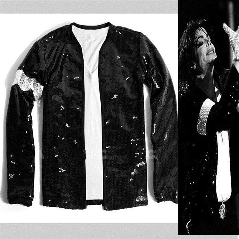 

Sequin Black Billie Jean Jacket Coat Michael Jackson Style for Dance Halloween