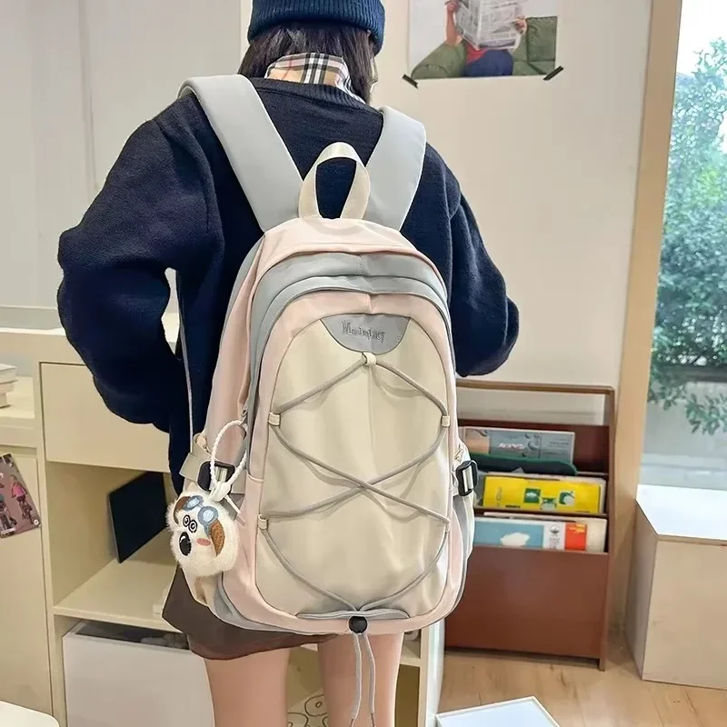 나일론 지퍼 캐주얼 심플리시티 학교 가방 대용량 다용도 여성용 스윗 백 2026 신상 청소년 패션 백팩