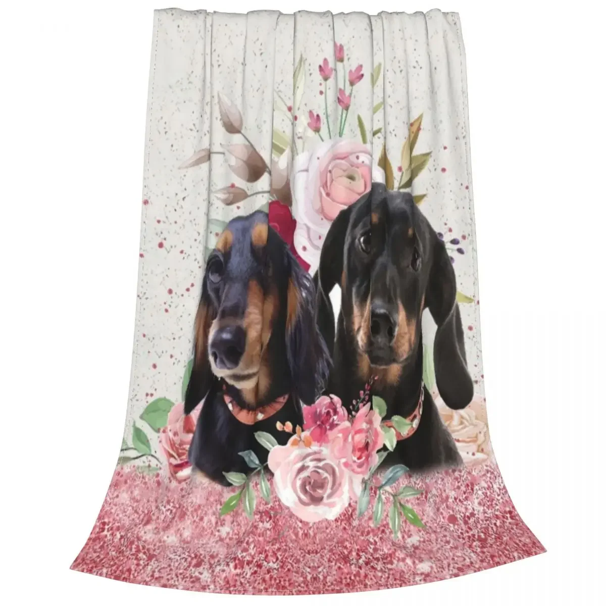 

Love Dachshund Blanket Fleece Printed Dog Lover Portable Super Warm Throw Blanket for Sofa Car Bedspreads