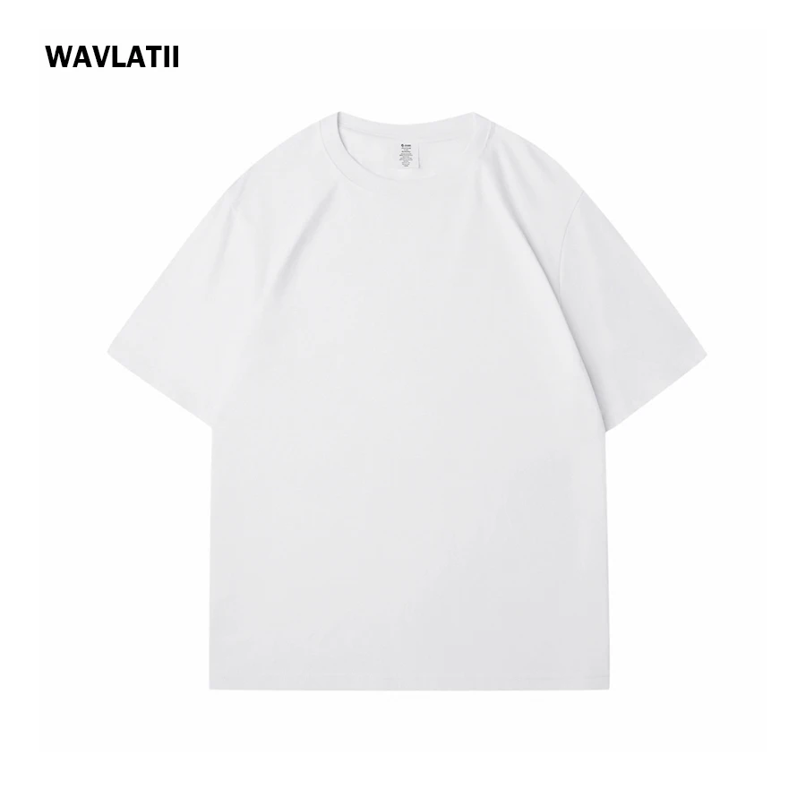 WAVLATII Women New Casual Solid T shirts Female White Black Short Sleeve Summer Tees Lady 100% Cotton O-neck Unisex Tops WT2501 3