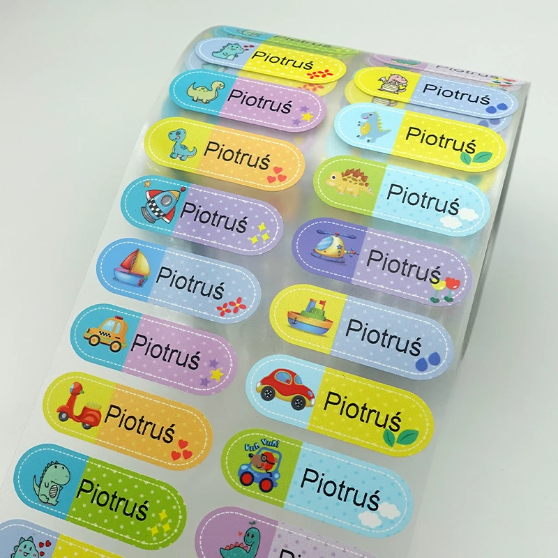 Name Tag Sticker Customize Stickers for Clothes Waterproof Cute Dinosau Personalized Labels Children Stick by Iron Heating 300pcs cable labels 12 colors wire sticker write on waterproof labels printable for laser printer cord labels tags