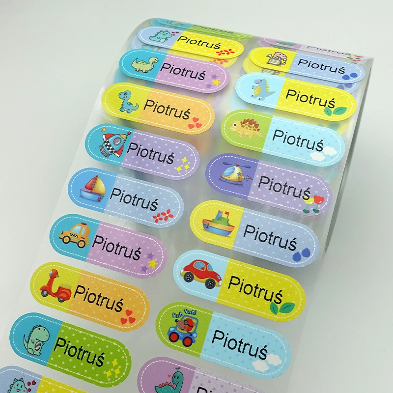 15 Round iron-on Kids Name Labels for Daycare Clothes