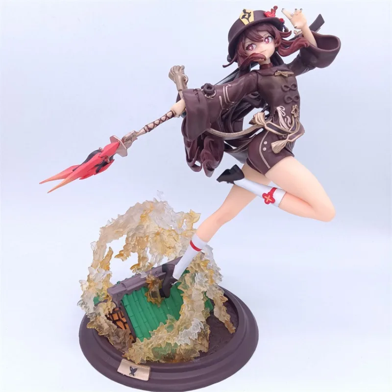 

28cm Genshin Impact WF Hu Tao Action Figure Toys Anime Game Peripheral Fighting Form Sexy Collectible Model Figurines Doll Gifts
