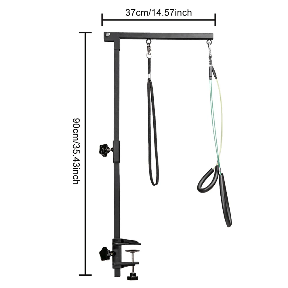 Dog Shower Stand with Restraint Rope Suspender Grooming Table Arm Support Telescopic Pet Grooming Stand with Sling for Bath Desk