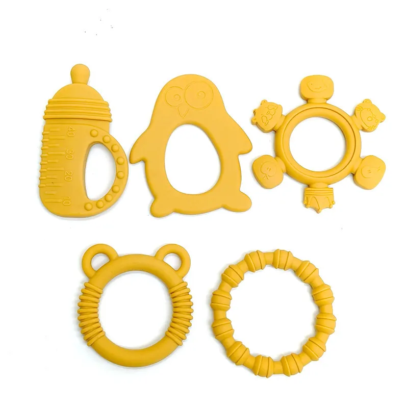 Teether toys baby food grade silicone teething stick children mouth muscle trainer