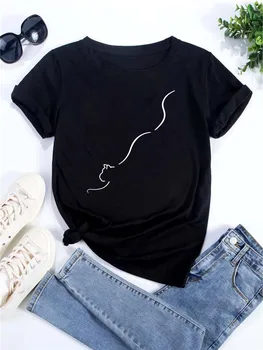 Women Kawaii Cats Print Summer Cute Women Tshirt Funny Cartoon T Shirt Female Ullzang T-shirt 90s Fashion Korean Style Top Tee 1