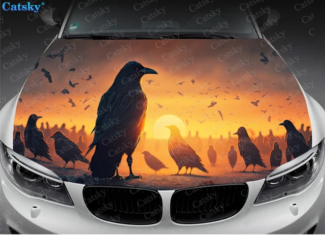 Ominous Raven Perched on Branch Car Hood Vinyl Stickers Wrap Vinyl Film  Engine Cover Decals Sticker on Car Auto Accessories - AliExpress