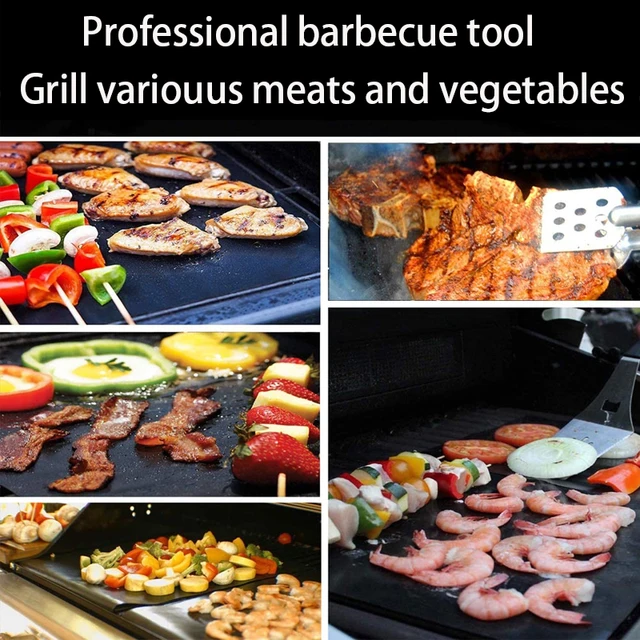 1/2/4Db Bbq Mat Barbecue Grill Non Stick Pad Újrahasznosítható Főzőlap Kültéri Piknik Party Grillező Szőnyegű Kiegészítők - Image 2