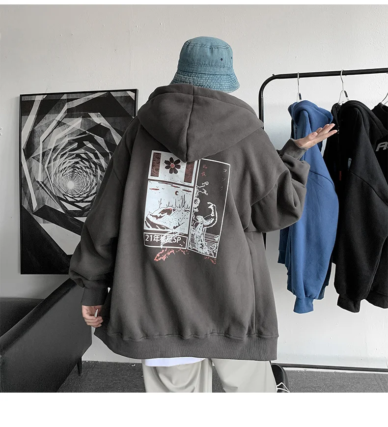 back print hooded jacket