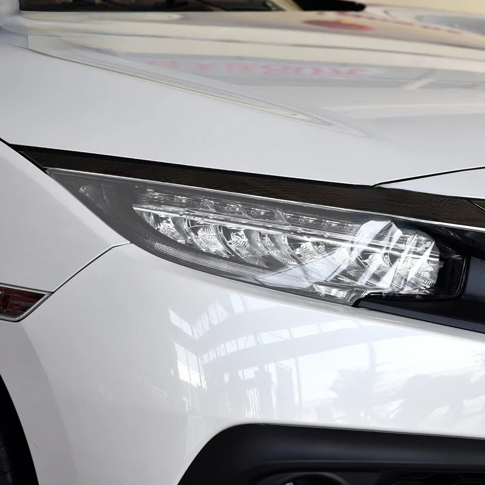 Car Headlight Protective Tint Film Smoke Black Transparent TPU Transparent Sticker For Honda Civic 10th Gen FC/FK 2pcs