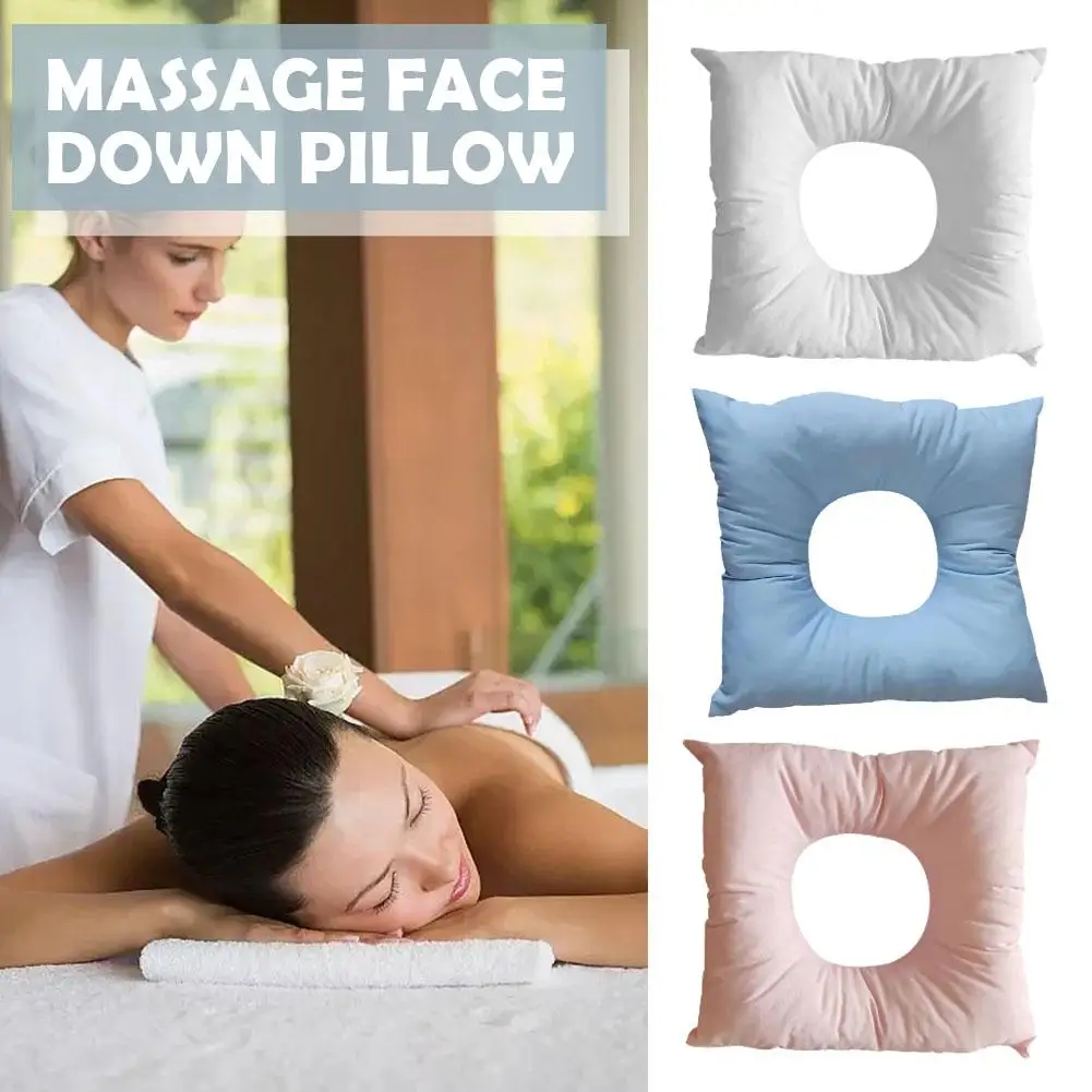 

Massage Face Down Pillow - Square Back Neck Rest SPA Washable Hole Cushion with and Pad Reusable Table Cotton Bed Soft C0I5