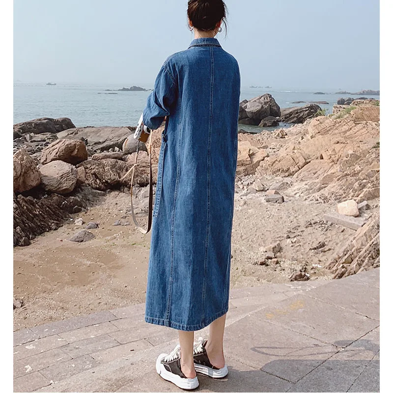 Summer Denim Dress Women's Fashion Retro Lapel Long-sleeved Casual Loose  Single-breasted Temperament Shirt Dress Spring 2023 - AliExpress 200000345