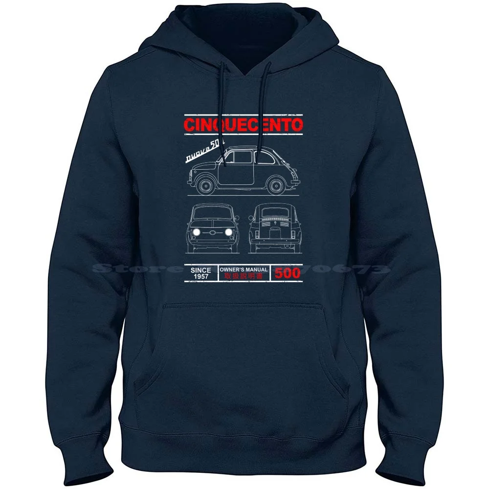Blueprint Of The Original 500 100% Cotton Hoodie Original Fiat 500 Car Cars Nuova 500 Cinquecento 1966 Classic Car Vintage