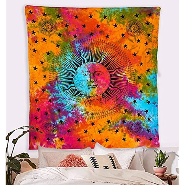 Newest Tie-Dye Decor Black Bohemian Yarn Tapestry Home Wall Boho