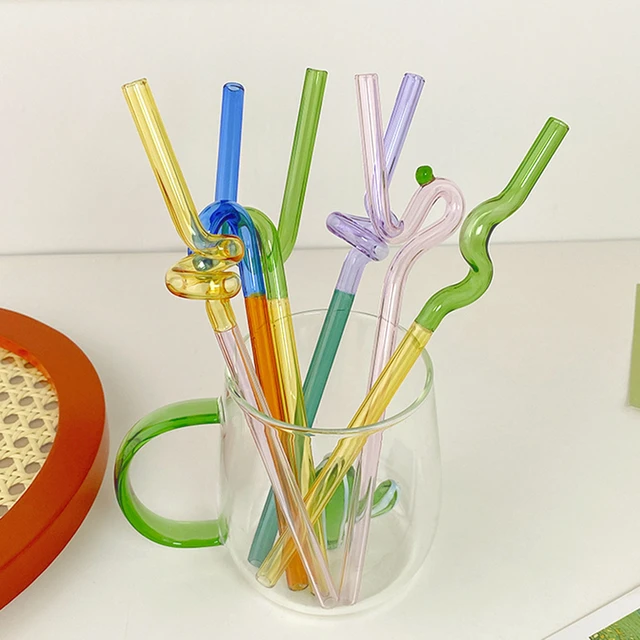 Wavy Coffee Glass Straws Reusable Glass Straws Straw for Coffee