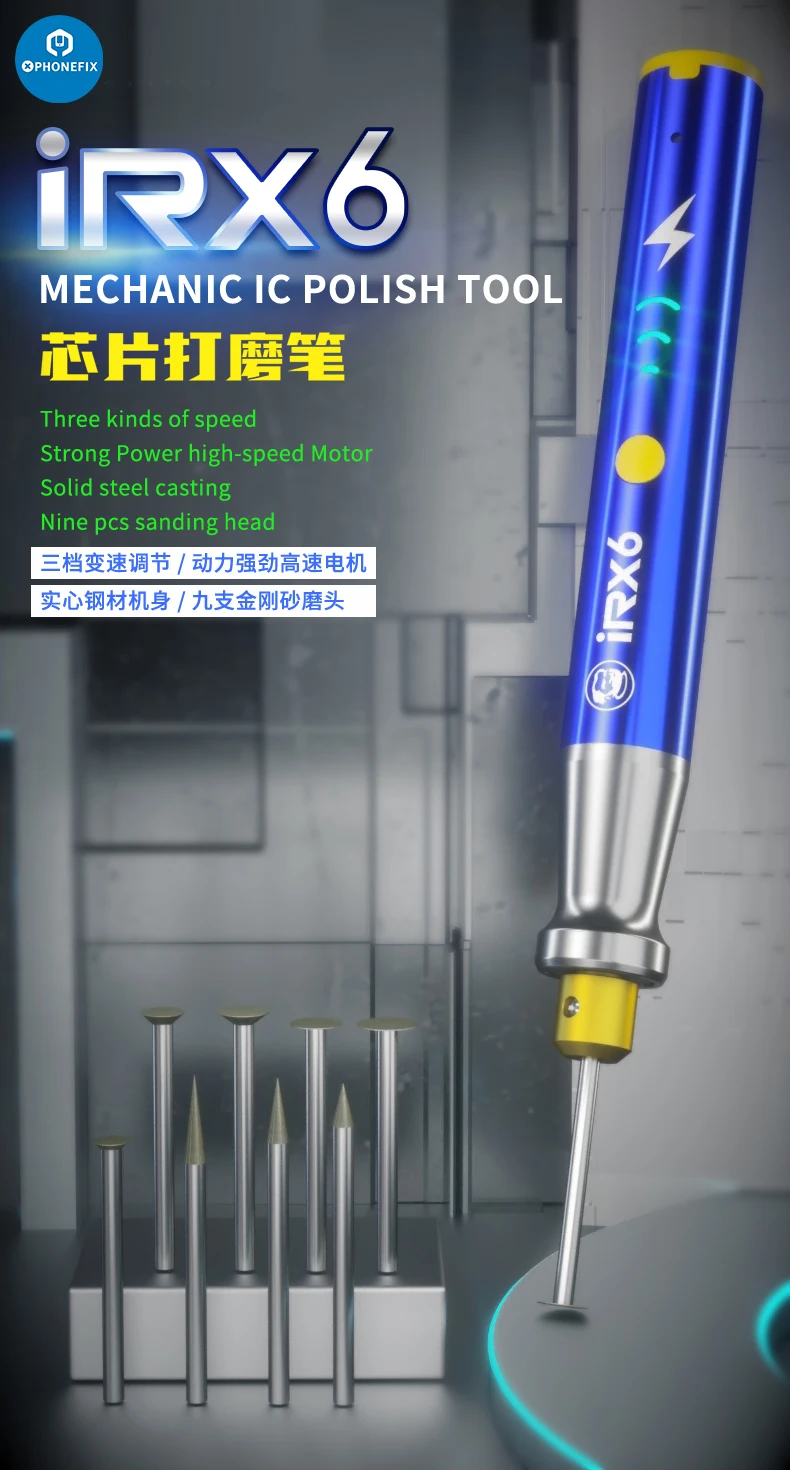 

Mechanic iRX6 IC Polish Tool Electric Grinder Pen for Mobile Phone NAND Flash CPU Grinding Repair Rechargable Grinder Hand Pen