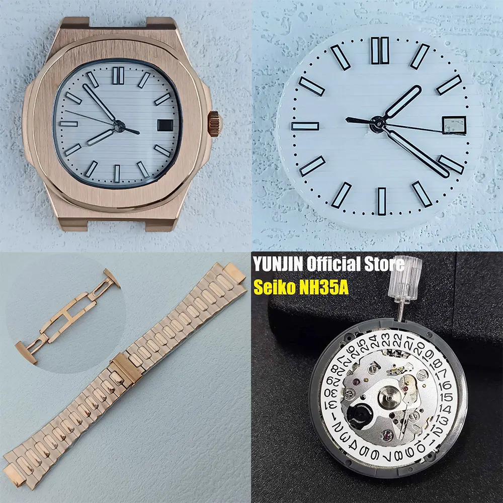 43mm Rose Gold watch case 316L stainless steel sapphire glass 10bar waterproof suitable for NH series 35 movement mounting