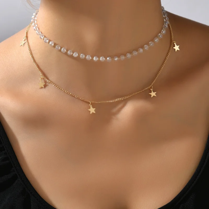 

European and American Fashion New Star Pearl Multi Layered Necklace Versatile Gift for Women and Jewelry Banquets Couples