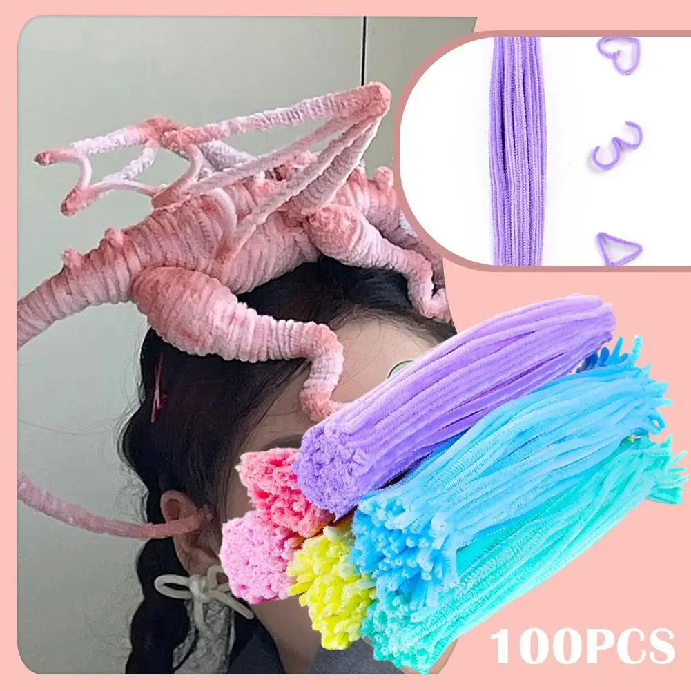 100pcs artificial fake carnation flower stems for diy handmade bouquet leaf vein wedding home decoration 100pcs 30cm Chenille Stems Pipe Cleaners Plush Tinsel Wired Sticks Kids Toys Wedding Party Decoration DIY Handmade Craft Supplie