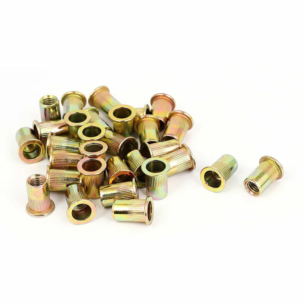 Description Picture 4 of itemKnurled Body Rivet Nuts M6 Metric Size Rivnuts Zinc Plated Assorted Blind Carbon Steel Nut Rivet Nuts 50X Flange