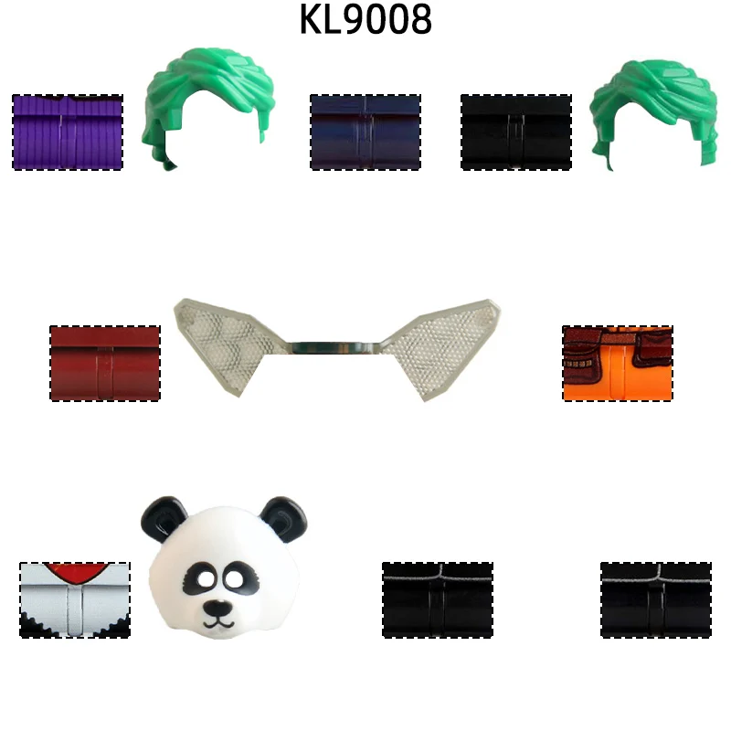 KL9008 무기 바지 헤어 파츠 액션 피규어 날개 팬더 모델 블록 MOC 브릭 세트 선물 장난감