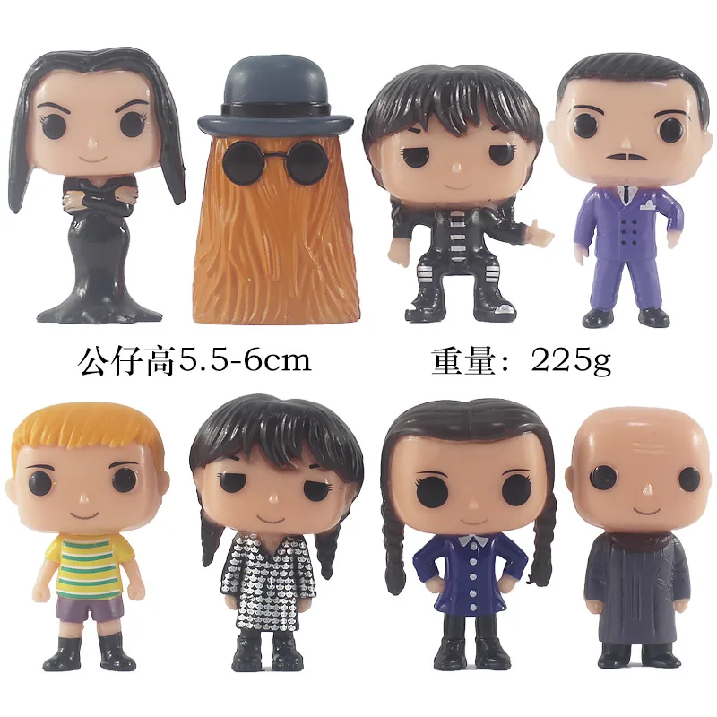 Wednesday Addams Figure Toy Set Addams Family Cute Figures Model Toys  Plastic Doll Ornaments Car Decoration Dolls Birthday Gift