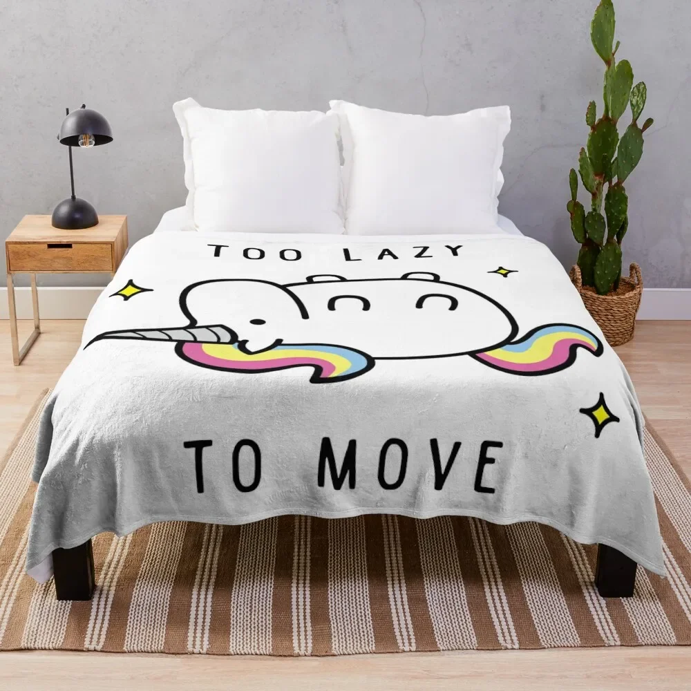 

Too Lazy To Move Unicorn T-Shirt Throw Blanket Shaggy funny gift Blankets For Sofas Sofa wednesday Blankets