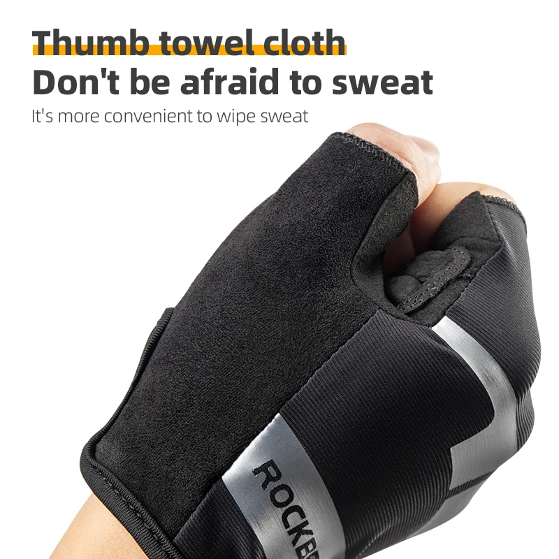 ROCKBROS Bike Gloves Men Women Breathable Shockproof SBR Palm Cycling Shorts Gloves MTB Road Sports Half Finger Cycling Gloves 6