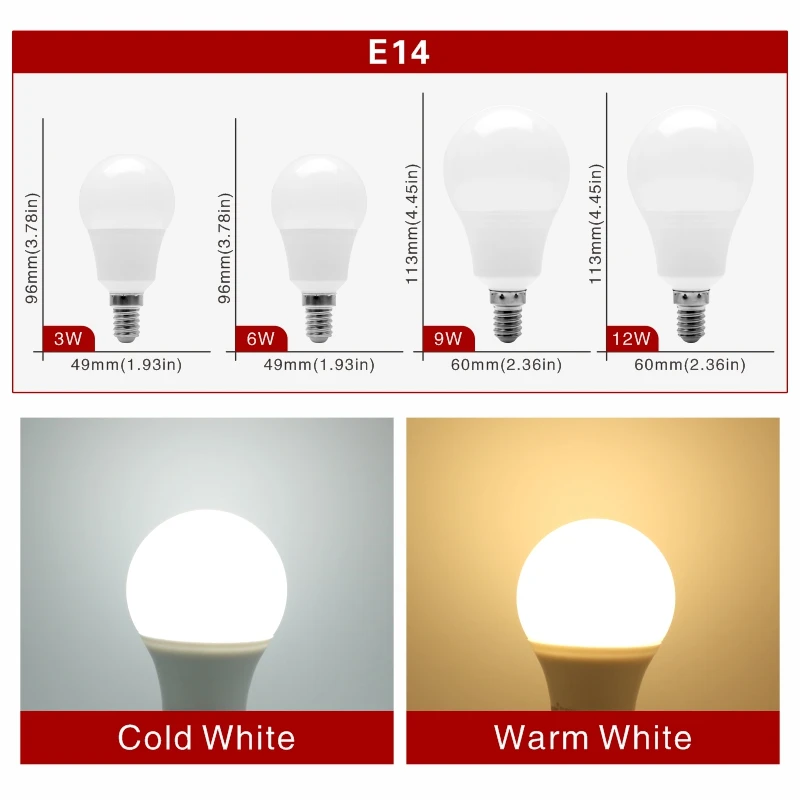 LED 전구 E27 E14 20W 18W 15W 12W 9W 6W 3W Lampada LED 조명, AC 220V 봄빌라 스포트라이트 조명, 차갑고 따뜻한 흰색 램프