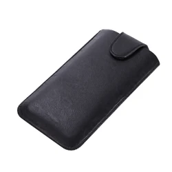 Leather Waist Pouch - 6.5 - 6.9 inches (Black)