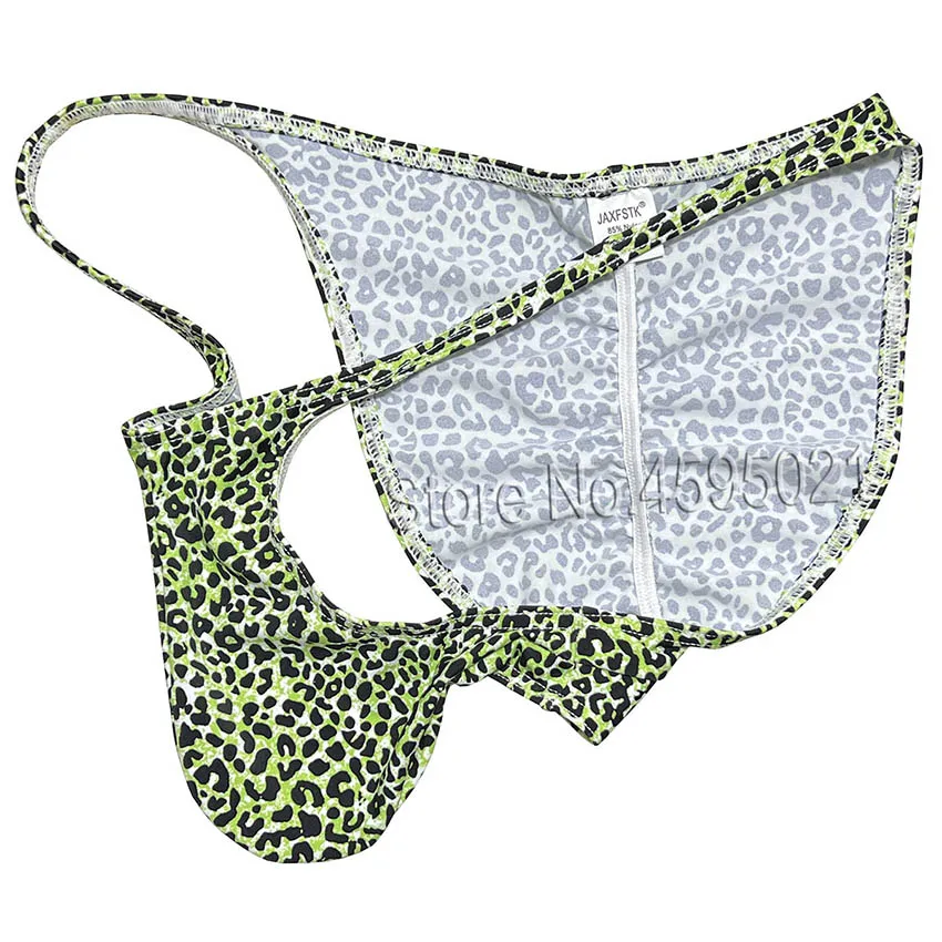 Cheeky Men's Leopard Bikini Briefs Underwear Slip Open Sides Bulge Pouch Narrow Waist Posing Micro Shorts Low Rise Single Layer