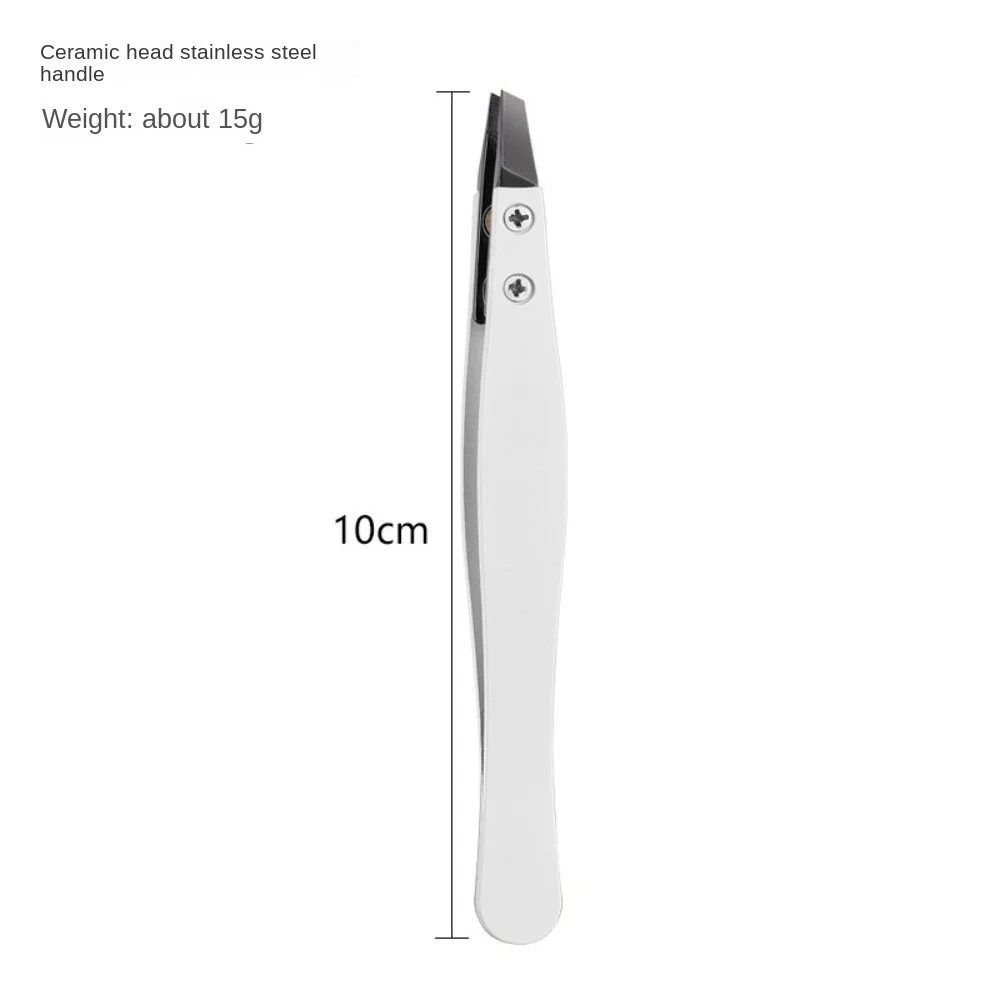 Zirconia Ceramic Eyebrows Tweezers Stainless Steel Tips Edges Eyelash Tweezers Pointed Tweezers Eyebrows Beards Hair