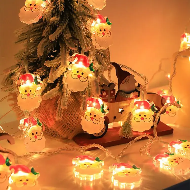 thumbnail image 1 of Cadena de luces LED para decoración navideña, 2 m/3 m, Papá Noel, muñeco de nieve, árbol de Navidad para el hogar, suministros para ventana de Año Nuevo, 1 of 5