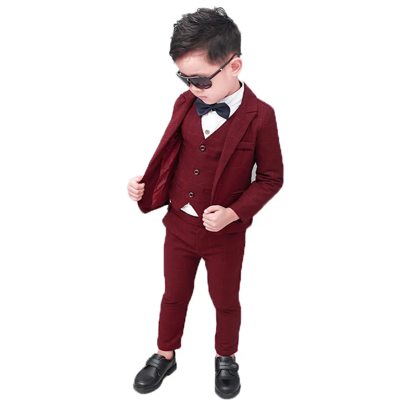 

Цветочный стиль для мальчиков, Детский пиджак, жилет, брюки, галстук, набор из 4 шт. для свадебного смокинга, Детский костюм для выпускного вечера, платье для выступления