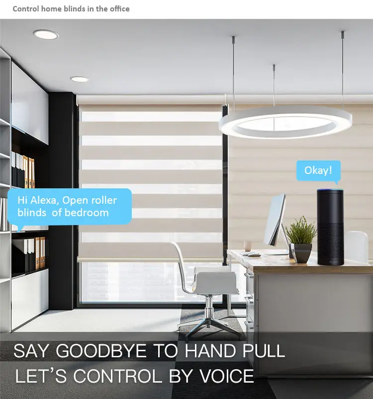 Customized Light Filtering Wifi Electric Auto Motor Motorized  Smart Blackout Zebra Blinds for Window