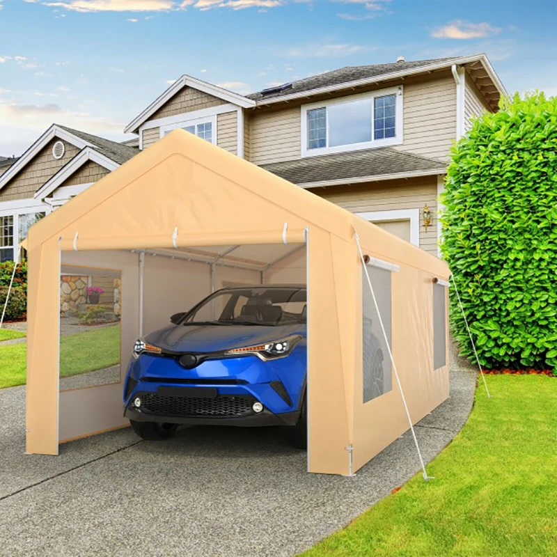 VEVOR VEVOR Gazebo Bianco Tenda per Posto Auto da Esterno 8 Pali Copertura  3m x 6m Altezza Regolabile in Materiale PE, Coperta Anti-UV Protezione per  Auto Barche Veicoli da Esterno 8 Pali