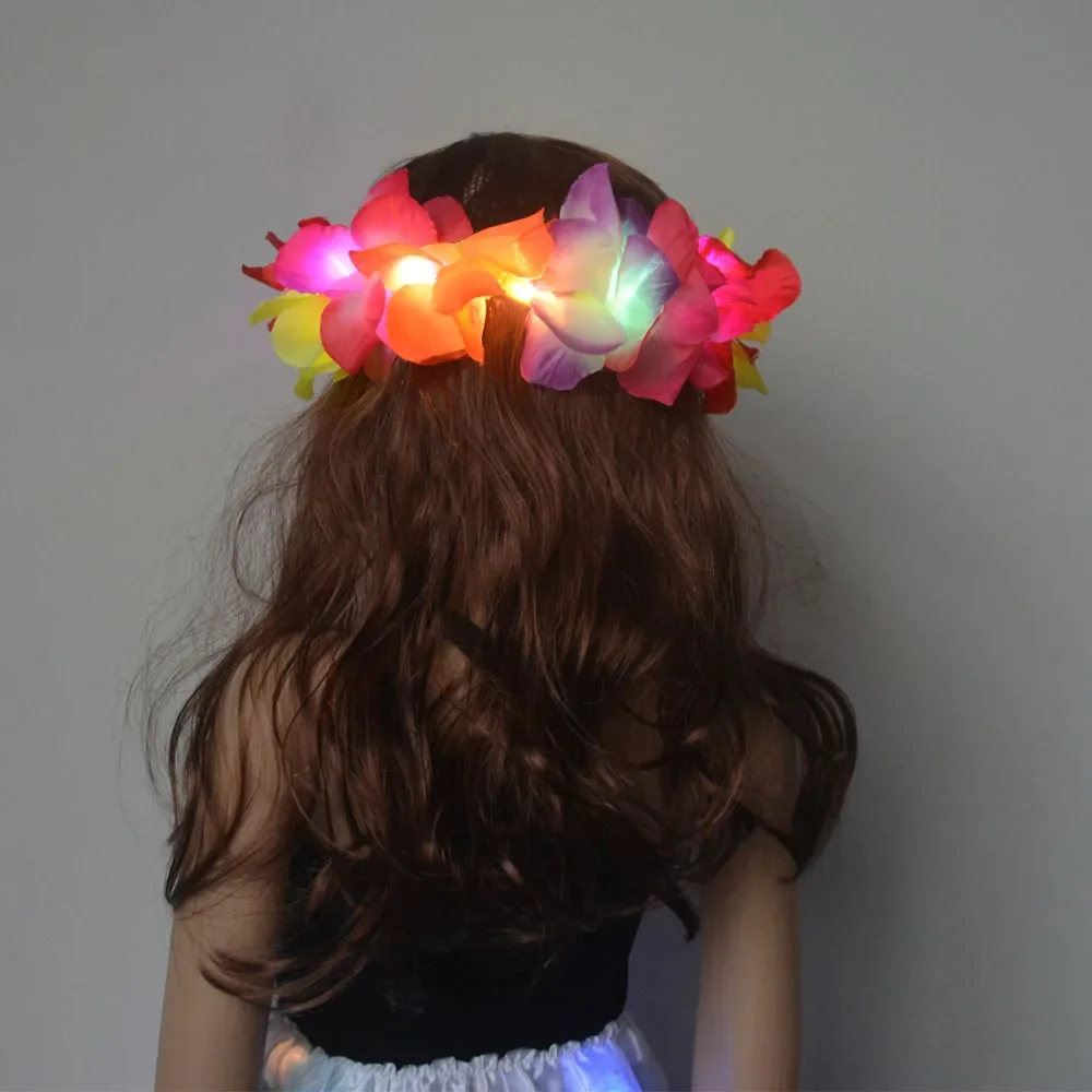 Cerchietto per Capelli a LED, a Forma di Corona di Fiori, ideale come regalo per tutte le occasioni, per feste di Halloween (rosa