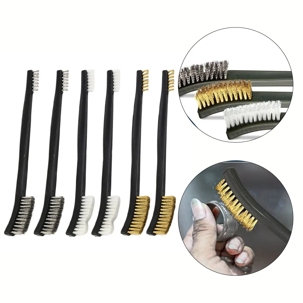 

6pcs Double-end Steel Wire Brush & Nylon Pick Set Universal Cleaning Kit Cleaning Polishing Metal Rust Cleaning Flaking Paint