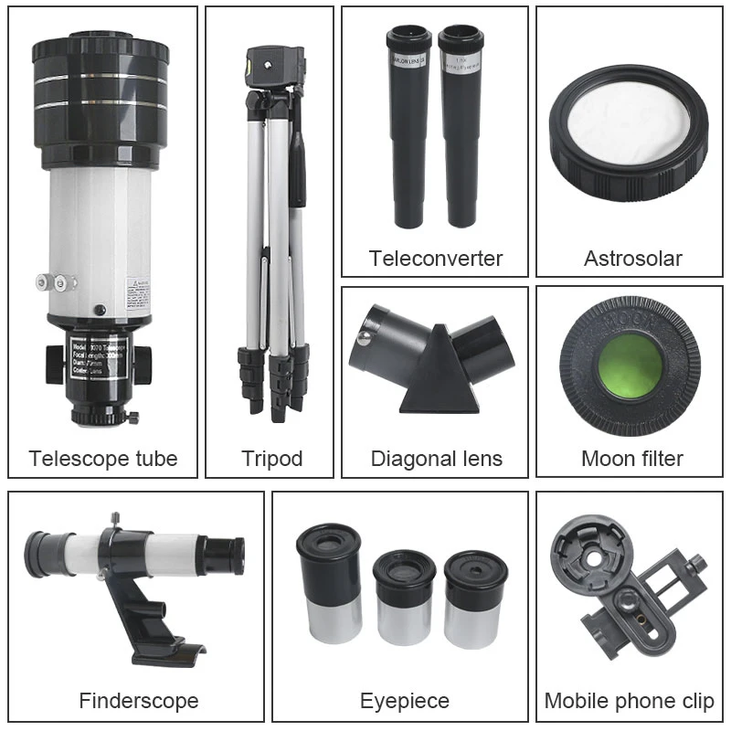 S41897b84df234c5caa5763df9432d369D Teleskop astronomiczny 150X kosmiczny jednooczny luneta noktowizyjna do obserwacji księżyca z przenośny statyw prezent dla dzieci klips do telefonu