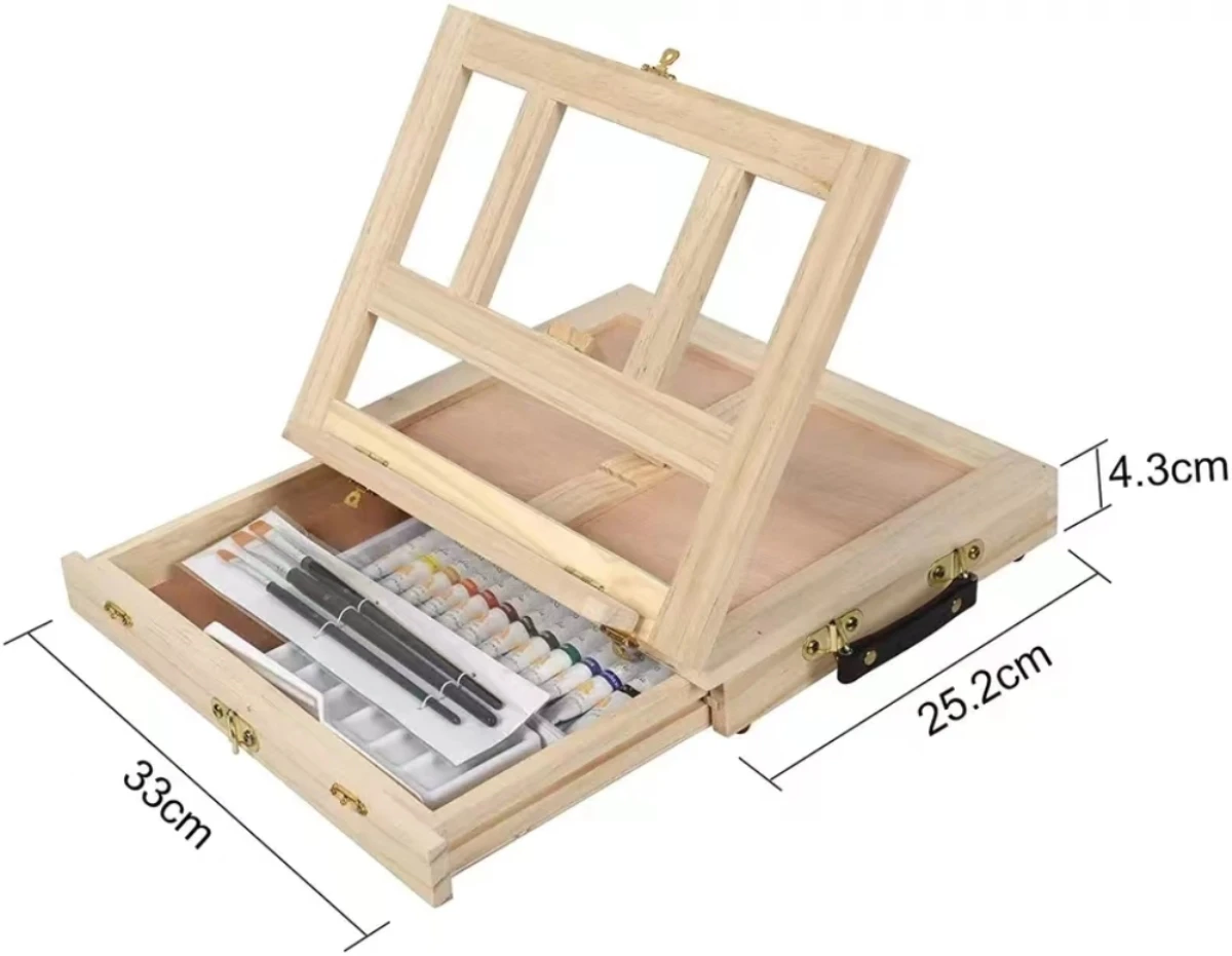Portable Wooden Table Easel For Artists And Kids Sketch Drawer Box Desktop Laptop Accessories Suitcase Art Painting Supplies